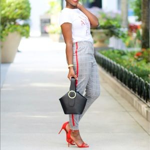 Boohoo Check Cuffed Jogger With Side Stripe